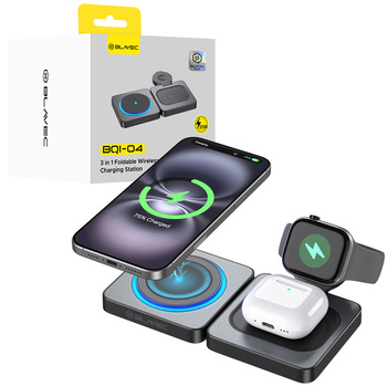 Blavec Ładowarka indukcyjna BQI-04 Qi 15W magnetyczna Magsafe 3 w 1 UniCharge (BQI04-QIMB) czarna