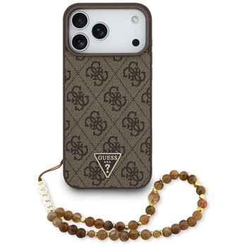Original Case GUESS 4G Strap Triangle Logo MagSafe for Iphone 17 Pro Max brown