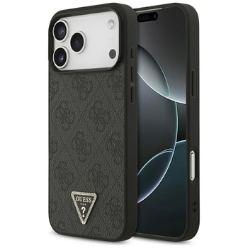 Original Case GUESS Leather 4G Triangle Strass MagSafe for Iphone 17 Pro Max black