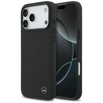 Original Case MERCEDES Leather Large Laurel Leave MagSafe for Iphone 17 Pro Max black