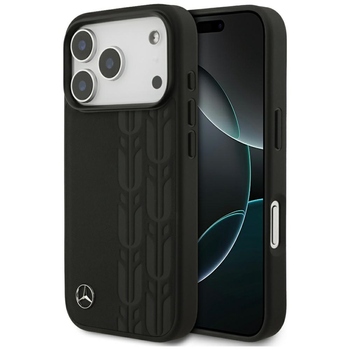 Original Case MERCEDES Leather Laurel Leaves MagSafe for Iphone 17 Pro black