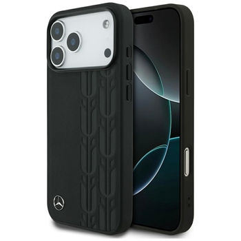 Original Case MERCEDES Leather Laurel Leaves MagSafe for Iphone 17 Pro Max black