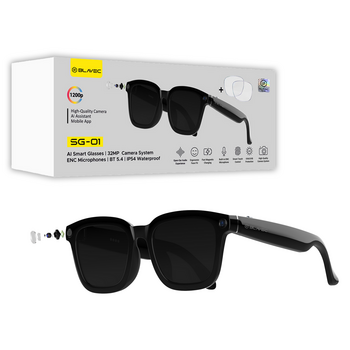 Blavec Smartglasses Inteligentne okulary SG-01 kamera HD, AI, Wi-Fi (SG01-B) czarny