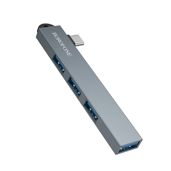 Borofone Adapter HUB FH1A 4 in 1 - Type C to 3xUSB 2.0 + USB 3.0 - grey