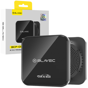 Blavec AI BOX Adapter Carplay Android Auto bezprzewodowy BCP-01 - Bluetooth Wifi + kable USB na Typ C i Typ C na Typ C (CPAABCP01-BWB) czarny