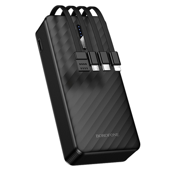 Borofone Power Bank 20000mAh BJ84A Smooth - USB - with USB, Type C, Lightning and Micro USB cables black