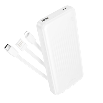 Borofone Power Bank 10000mAh BJ79 Clever - USB - z kablami Typ C i Lightning biały