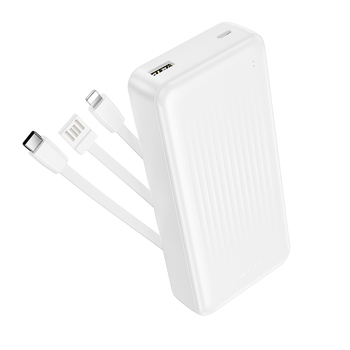 Borofone Power Bank 20000mAh BJ79A Clever - USB - z kablami Typ C i Lightning biały