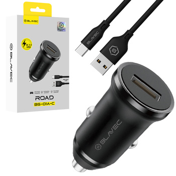 Blavec Ładowarka samochodowa BS-01A-C Road - USB - QC 3.0 18W z kablem USB na Typ C (CCBS01ACR-UB) czarna
