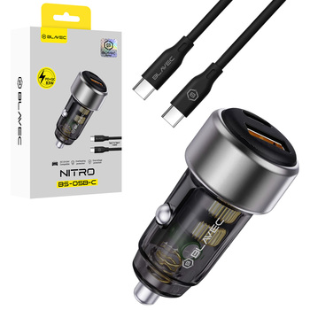 Blavec Ładowarka samochodowa BS-05B-C Nitro - USB + Typ C - QC 3.0 83W z kablem Typ C na Typ C (CCBS05BCN-UCB) czarna
