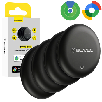 Blavec Lokalizator GPS Tag BTG-03 - Bluetooth Tracker Dual Apple & Android (BTBTG03-B4) czarny - 4 sztuki