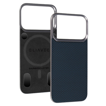 Liavec Carbon Layer Magsafe Aramid Fiber Cover do Iphone 17 Pro Max niebieski
