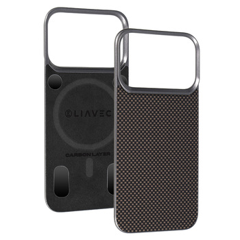 Liavec Carbon Layer Magsafe Aramid Fiber Cover for Iphone 17 Pro Max gold