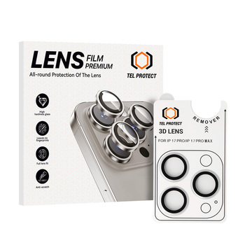 Hartowane szkło Tel Protect 3D Lens na aparat do Iphone 17 Pro/17 Pro Max srebrne (obiektyw 3 sztuki)