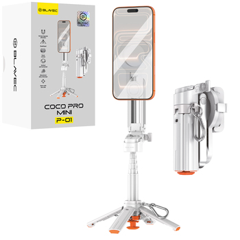 Blavec Selfie Stick Aluminium Coco PRO Mini P-01 Magsafe Auto pop quadripod + pilot + mocowanie 0,48 metra (SSCPMP01-MQHW048) biały