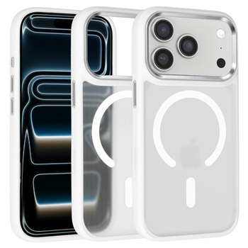 Liavec Cloudy Case with Metal Camera Frame do Iphone 18 Pro Max/17 Pro Max biały (Camera Control Button)