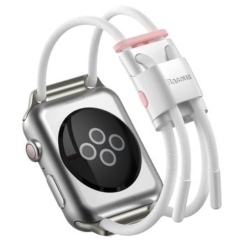 Baseus Regulowany pasek sportowy Let`s Go do Apple Watch 3/4/5/6/SE 38/40mm (LBAPWA4-A24) Biało-różowy