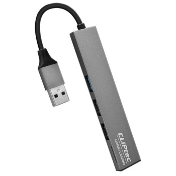 Cliptec Adapter HUB - USB na USB 3.1 + 2xUSB 2.0 + microSD - Slim Combo RZR545 szary