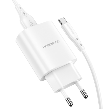 Borofone Ładowarka sieciowa BN1 Innovative - USB - 2,1A z kablem USB na Typ C biała