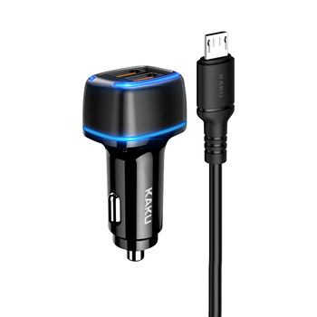 KAKU Ładowarka samochodowa KSC-528 Shengyu - 2xUSB - 2,8A z kablem USB na Micro USB czarna