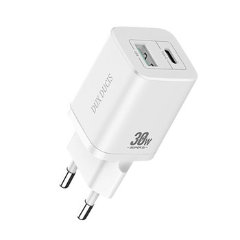 Ładowarka sieciowa Dux Ducis C80 Super Si - USB + Typ C - PD 30W QC 3.0 18W 3A biała