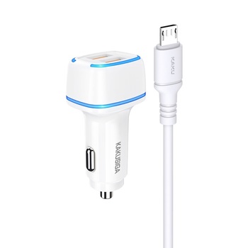 KAKU Ładowarka samochodowa KSC-528 Shengyu - 2xUSB - 2,8A z kablem USB na Micro USB biała