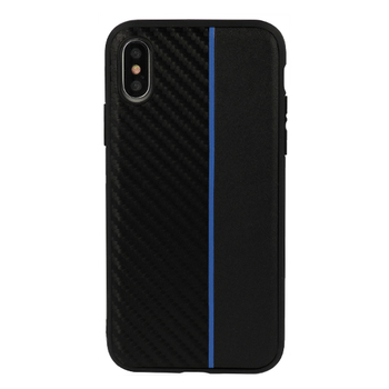 MOTO CARBON Case do Samsung Galaxy A6 Plus 2018 Czarny z niebieskim paskiem