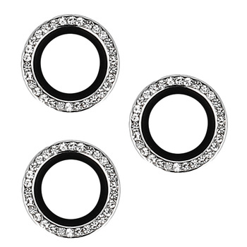 Hartowane szkło HARD DIAMOND na aparat (LENS) do Iphone 15 Pro/15 Pro Max srebrne (obiektyw 3 sztuki)
