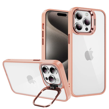 Tel Protect Kickstand case + szkło na aparat (lens) do Iphone 12 Pro Max jasnoróżowy