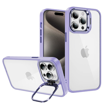 Tel Protect Kickstand case + camera glass (lens) for Iphone 15 Plus light purple