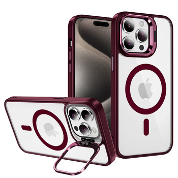 Tel Protect Kickstand Magsafe Case for Iphone 14 Pro burgundy