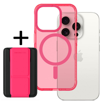 Amazing Thing Etui Titan Pro Neon Mag Wallet Case 10FT IP156.1PTWPN do Iphone 15 Pro różowy z podstawką