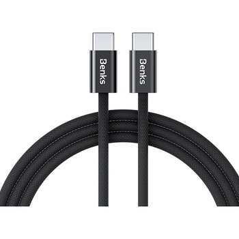 Benks Kabel D46 pleciony - Typ C na Typ C - PD 60W 3A 2 metry czarny