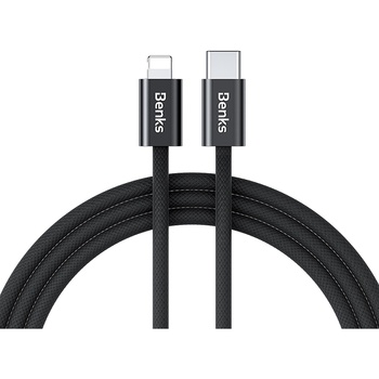 Benks Kabel D46 pleciony - Typ C na Lightning - PD 27W 3A 1 metr czarny