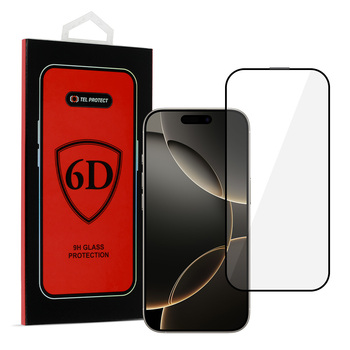 Hartowane szkło Tel Protect Full Glue 6D do IPHONE 16 PRO/17 CZARNE
