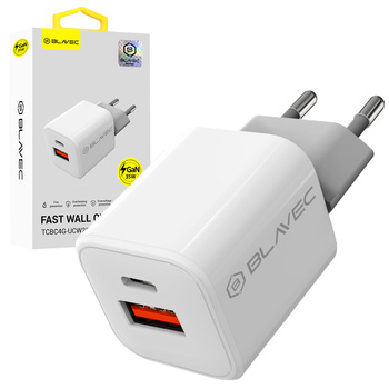 Blavec Ładowarka sieciowa BC-4 GaN - USB + Typ C - PD QC 35W 3A (TCBC4G-UCW353A) biała