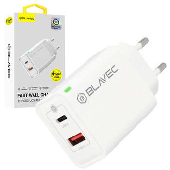 Blavec Ładowarka sieciowa BC-5 GaN - USB + Typ C - PD QC 45W 3A (TCBC5G-UCW453A) biała