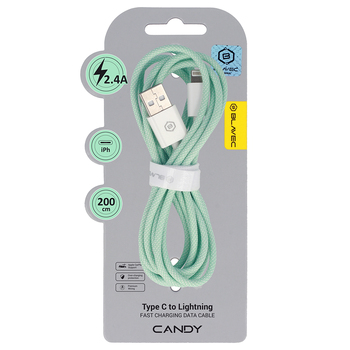 Blavec Kabel Candy oplot - USB na Lightning - 2,4A 2 metry Apple CarPlay (CCA-UL24GN20) zielony