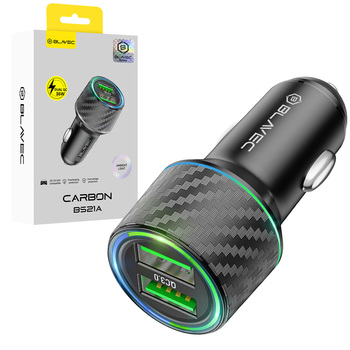 Blavec Ładowarka samochodowa BS-21A Carbon - 2xUSB - QC 3.0 36W 3A (CCBS21AC-2UB36) czarna