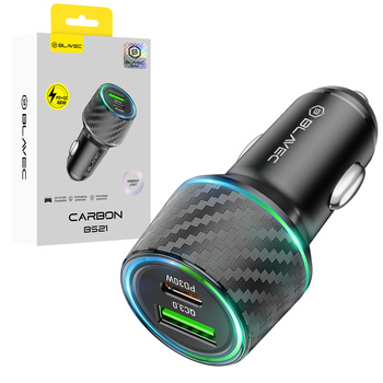 Blavec Ładowarka samochodowa BS-21 Carbon - Typ C + USB - PD 48W 3A (CCBS21C-CUB48) czarna