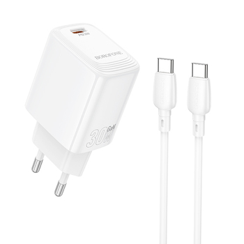 Borofone Ładowarka sieciowa BN28 Fuente - Typ C - PD 30W z kablem Typ C na Typ C biała