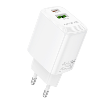 Borofone Ładowarka sieciowa BN27 Fuente - USB + Typ C - QC 3.0 PD 20W biała