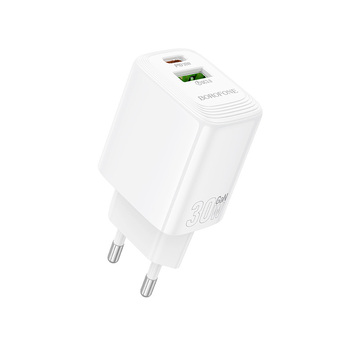 Borofone Ładowarka sieciowa BN29 Fuente - USB + Typ C - QC 3.0 PD 30W biała