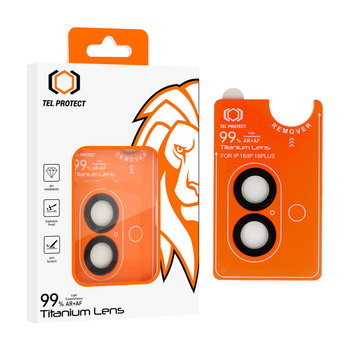 Hartowane szkło Tel Protect Titanium Lens 99% AR na aparat do Iphone 16/16 Plus czarne (obiektyw 2 sztuki)