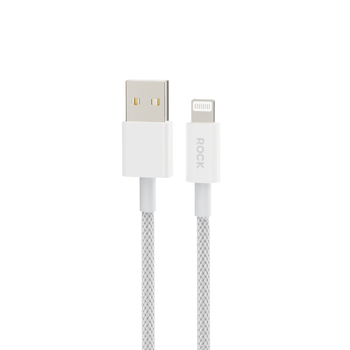 Rock Kabel Z20 Flash Charge Series pleciony - USB na Lightning - 2,4A 1 metr biały