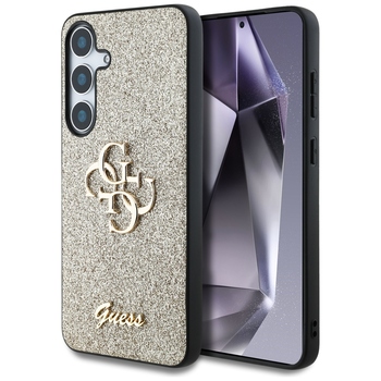 Oryginalne Etui GUESS Fixed Glitter Big 4G Metal Logo do Samsung Galaxy S25 Plus złoty