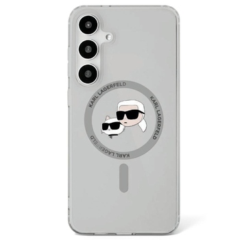 Oryginalne Etui KARL LAGERFELD Button Karl&Choupette Heads Printed Logo Magsafe do Samsung Galaxy S25 czarny