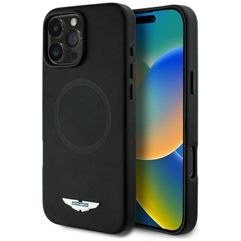 Oryginalne Etui ASTON MARTIN HC FW Logo Magsafe do Iphone 16 Pro Max czarny