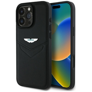 Oryginalne Etui ASTON MARTIN HC Leather Victory Design do Iphone 16 Pro Max czarny