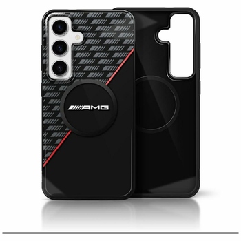 Oryginalne Etui AMG Double Layer Rhombs MagSafe do Samsung Galaxy S25 czarno-czerwony